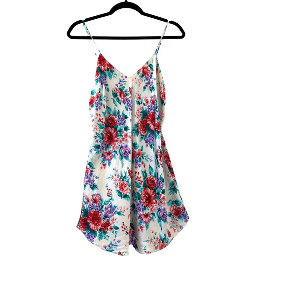 Morgan Taylor Other - Vintage Morgan Taylor Silk Ivory Floral V Neck Nightgown Slip Dress Small